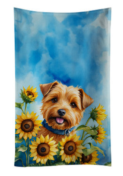Norfolk Terrier in Sunflowers Kitchen Towel Dish Cloths product image at NuMercy