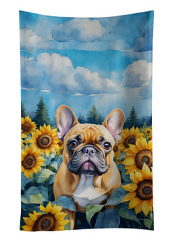 French Bulldog in Sunflowers Kitchen Towel Dish Cloths DAC6080 product image at NuMercy