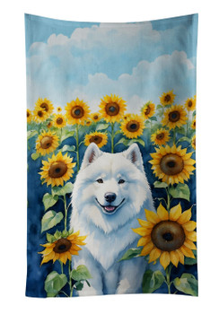 Samoyed in Sunflowers Kitchen Towel Dish Cloths DAC6154 product image at NuMercy