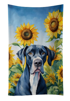 Great Dane in Sunflowers Kitchen Towel Dish Cloths DAC6091 product image at NuMercy