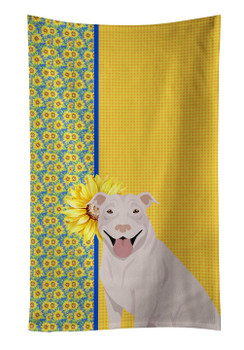 Summer Sunflowers White Pit Bull Terrier Kitchen Towel Dish Cloths product image at NuMercy
