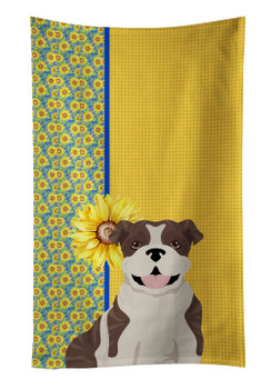 Summer Sunflowers Brindle English Bulldog Kitchen Towel Dish Cloths product image at NuMercy