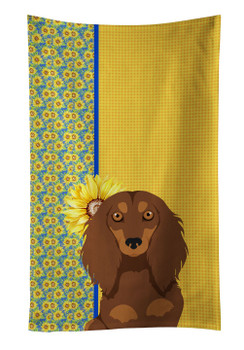 Summer Sunflowers Longhair Chocolate and Tan Dachshund Kitchen Towel Dish Cloths product image at NuMercy