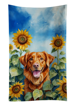 Nova Scotia Duck Toller in Sunflowers Kitchen Towel Dish Cloths product image at NuMercy