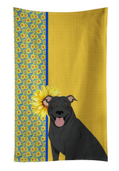 Summer Sunflowers Black Pit Bull Terrier Kitchen Towel Dish Cloths product image at NuMercy