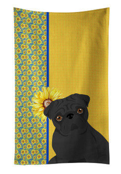 Summer Sunflowers Black Pug Kitchen Towel Dish Cloths product image at NuMercy