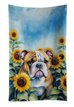 English Bulldog in Sunflowers Kitchen Towel Dish Cloths product image at NuMercy