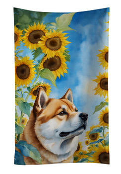 Akita in Sunflowers Kitchen Towel Dish Cloths product image at NuMercy