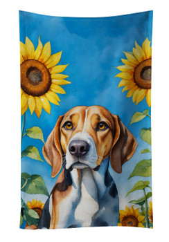 American Foxhound in Sunflowers Kitchen Towel Dish Cloths product image at NuMercy