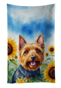 Australian Terrier in Sunflowers Kitchen Towel Dish Cloths product image at NuMercy