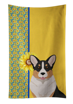 Summer Sunflowers Tricolor Cardigan Corgi Kitchen Towel Dish Cloths product image at NuMercy