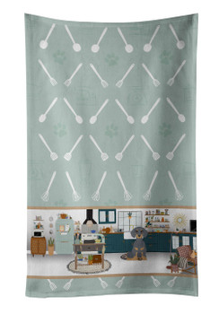 Blue and Tan Dachshund in the Kitchen Kitchen Towel Dish Cloths product image at NuMercy