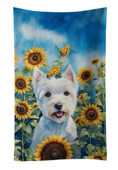 Westie in Sunflowers Kitchen Towel Dish Cloths DAC6173 product image at NuMercy