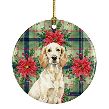 Lemon Belton English Setter Christmas Poinsettias Ceramic Christmas Ornament product image at NuMercy