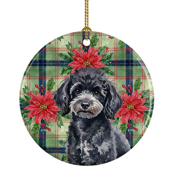 Toy Black Poodle Christmas Poinsettias Ceramic Christmas Ornament product image at NuMercy
