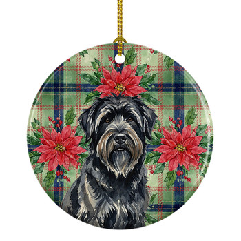 Bouvier des Flandres Christmas Poinsettias Ceramic Christmas Ornament product image at NuMercy