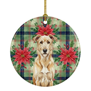 Wheaten Irish Wolfhound Christmas Poinsettias Ceramic Christmas Ornament product image at NuMercy