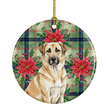 Anatolian Shepherd Dog Christmas Poinsettias Ceramic Christmas Ornament product image at NuMercy
