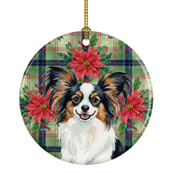 Tricoilor Papillon Christmas Poinsettias Ceramic Christmas Ornament product image at NuMercy
