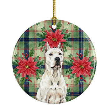 Dogo Argentino Christmas Poinsettias Ceramic Christmas Ornament product image at NuMercy
