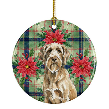 Spinone Italiano Christmas Poinsettias Ceramic Christmas Ornament product image at NuMercy