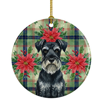 Standard Schnauzer Christmas Poinsettias Ceramic Christmas Ornament product image at NuMercy