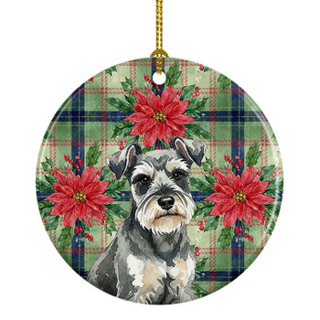 Miniature Schnauzer Christmas Poinsettias Ceramic Christmas Ornament product image at NuMercy