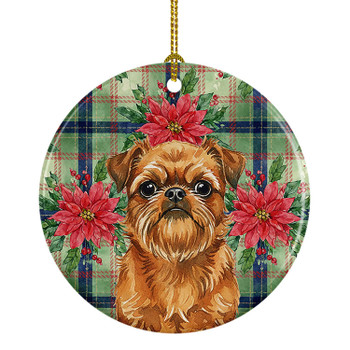 Belge Brussels Griffon Christmas Poinsettias Ceramic Christmas Ornament product image at NuMercy