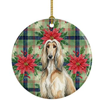Afghan Hound Christmas Poinsettias Ceramic Christmas Ornament product image at NuMercy
