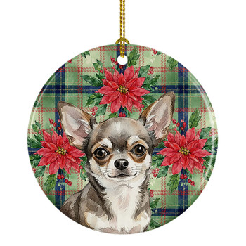 Chihuahua Christmas Poinsettias Ceramic Christmas Ornament product image at NuMercy