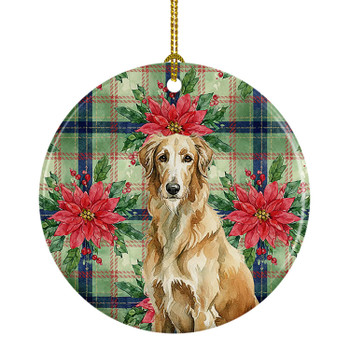 Wheaten Scottish Deerhound Christmas Poinsettias Ceramic Christmas Ornament product image at NuMercy