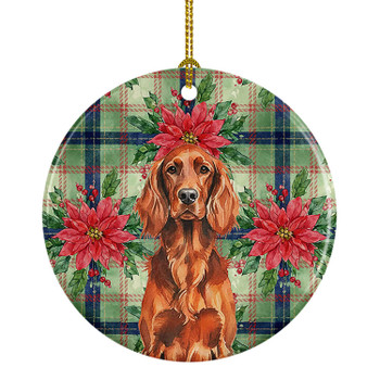 Irish Setter Christmas Poinsettias Ceramic Christmas Ornament product image at NuMercy