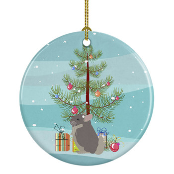 Beige Wellman Chinchilla Merry Christmas Ceramic Ornament product image at NuMercy
