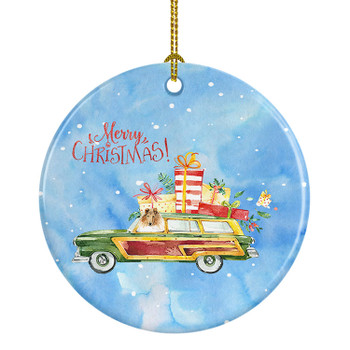 Merry Christmas Collie Ceramic Ornament product image at NuMercy