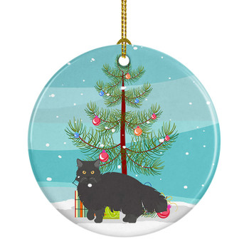 Black Persian Traditional Cat Christmas Ceramic Ornament CK4680 product image at NuMercy