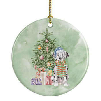Dalmatian Puppy Christmas Presents and Tree Ceramic Ornament product image at NuMercy