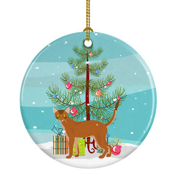 Red Abyssinian Cat Christmas Ceramic Ornament CK4545 product image at NuMercy
