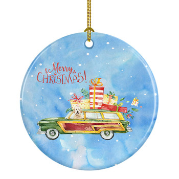 Merry Christmas Goldendoodle Ceramic Ornament product image at NuMercy