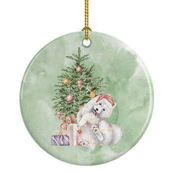 Samoyed Caught Up Christmas Presents and Tree Ceramic Ornament product image at NuMercy