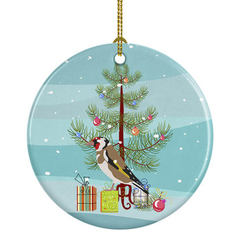Gold Finch Merry Christmas Ceramic Ornament product image at NuMercy