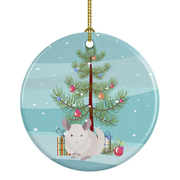 White Dominant Chinchilla Merry Christmas Ceramic Ornament product image at NuMercy