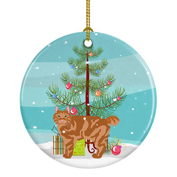 Kurilian Bobtail Cat Christmas Ceramic Ornament CK4640 product image at NuMercy