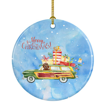 Merry Christmas Labradoodle Ceramic Ornament product image at NuMercy