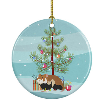 European Hamster Merry Christmas Ceramic Ornament product image at NuMercy