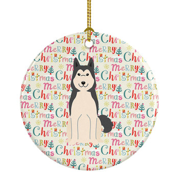 Merry Christmas West Siberian Laika Spitz Ceramic Ornament product image at NuMercy