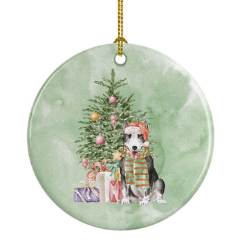 Bull Terrier Black Christmas Presents and Tree Ceramic Ornament product image at NuMercy