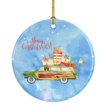 Merry Christmas Bloodhound Ceramic Ornament product image at NuMercy