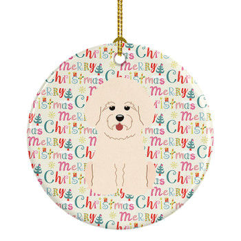 Merry Christmas Bichon Frise Ceramic Ornament product image at NuMercy