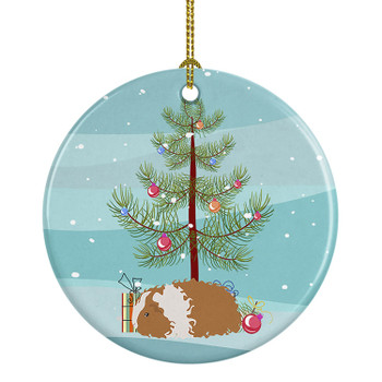 Texel Guinea Pig Merry Christmas Ceramic Ornament product image at NuMercy