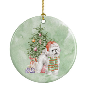 Bichon Frise Red Hat Christmas Presents and Tree Ceramic Ornament product image at NuMercy